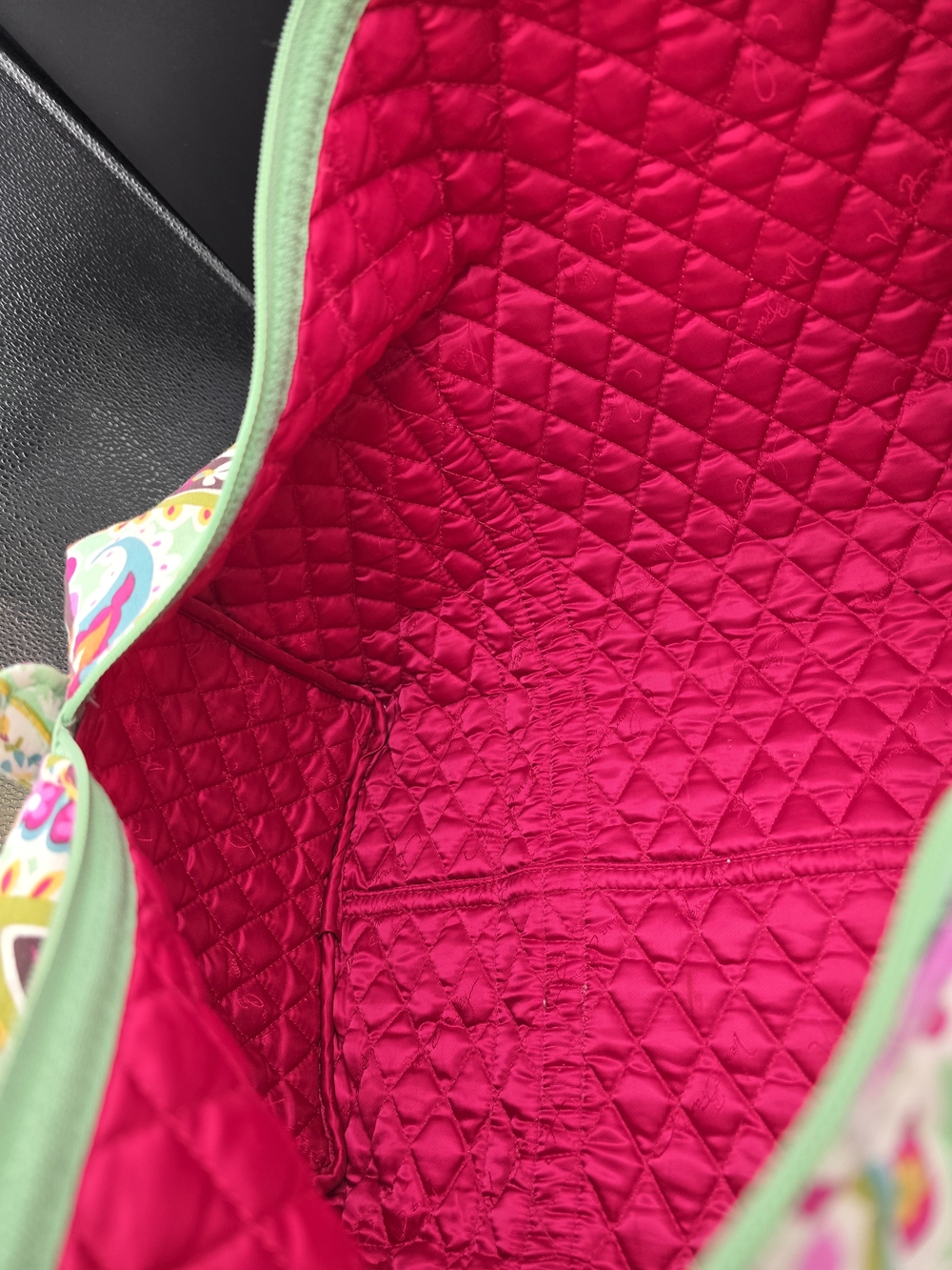Vera Bradley Quilted Paisley Duffel in Mint Green and Pink - Picture 14 of 16